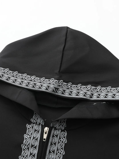 New Moroccan thobe long-sleeved embroidered hood design Muslim man abaya Islamic loose man