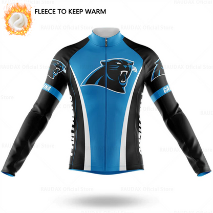 Cartoon Cat Winter Cycling Jersey Men Thermal Fleece Long Sleeve Race Sweatshirt MTB Cycling Clothing Ropa Ciclismo Bike Jacket