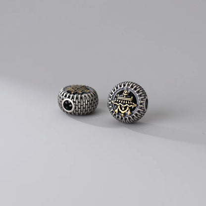 MEETSOFT  Vintage 925 Sterling Silver Auspicious Eight Treasures Beads Charms of DIY Handmade Bracelets Accessories Wholesale