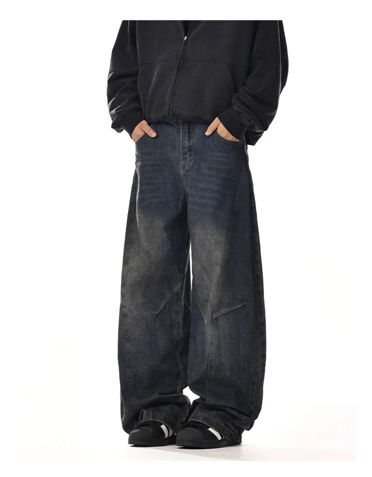 Men's Baggy Jeans Unisex Y2K Trendy Casual Wide Leg Denim Pants High Street Oversize Trousers American Style Streetwear Fashion