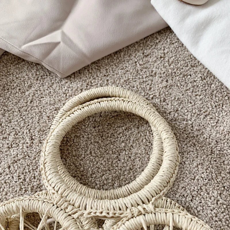 Large Capacity Straw Woven Handbag Handwoven Hollow Women Shoulder Bag Travel Vacation Summer Beach Bag Top Handle Bags