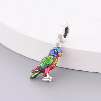 Fit Original Pan Charm Bracelet 925 Silver Rainbow Enamel Lorikeet Birrd Colorfull Parrot Bead For Making South Africa Berloque
