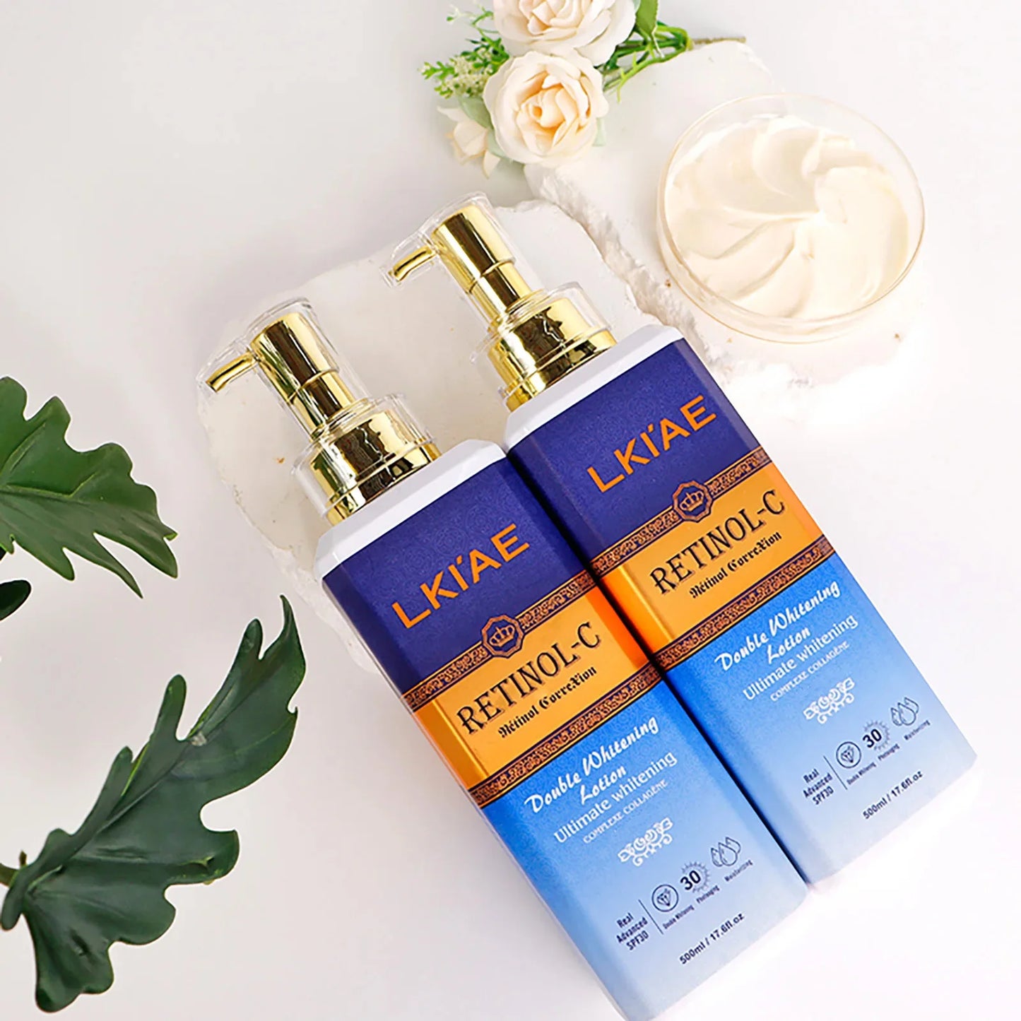 LKIAE Retinol Double Whitening Kit, Remove Wrinkles, Black Spots, Melanin, Moisturizing, Hydrate, Suitable for All Skin Types