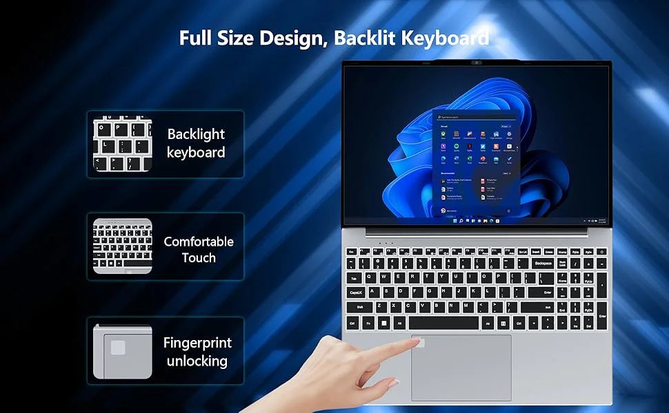 2026 Brand New Intel i9-9900 15.6 Inch Backlit Fingerprint Unlock Laptop Windows 11 Office Study NoteBook Gaming Computer PC