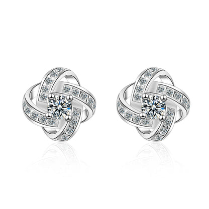 925 Sterling Silver Earrings For Women Sterling-silver-jewelry Zirconia Eternal Heart Twist Earrings Oorbellen S-e430