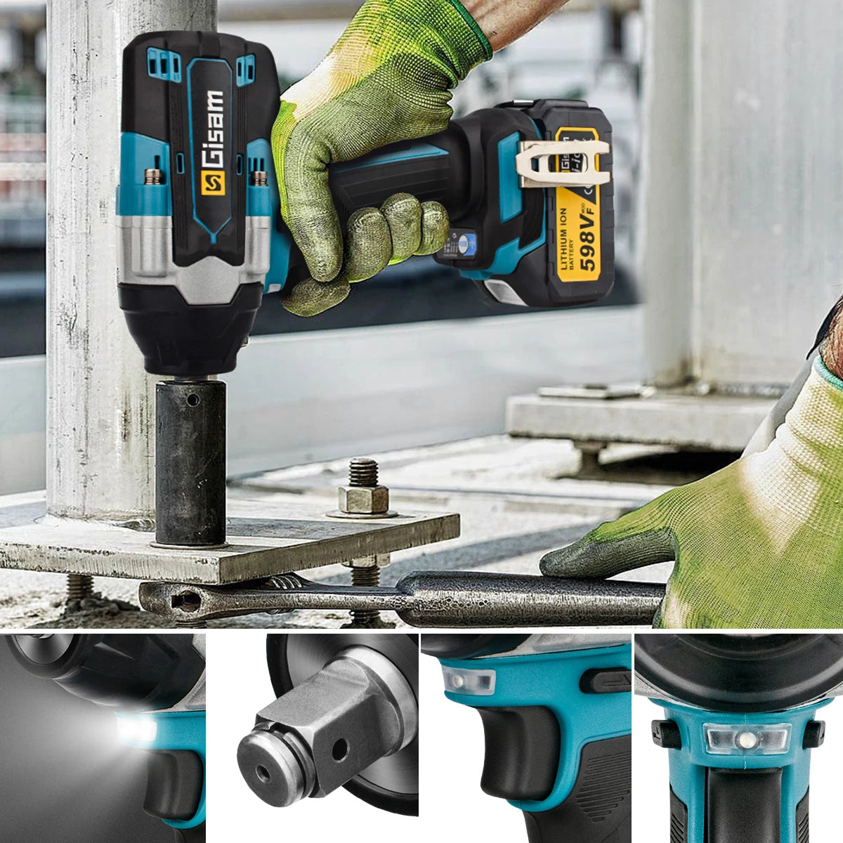 1800N.M Torque Brushless Electric Impact Wrench 1/2 inch Lithium-Ion Battery Cordless Wrench Tools For Makita 18V Battery Pins