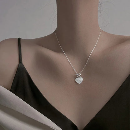 Silver Color Love Asymmetric Chain Necklace for Women Sweet Temperament Party Jewelry 925 Stamp Gifts Dropship