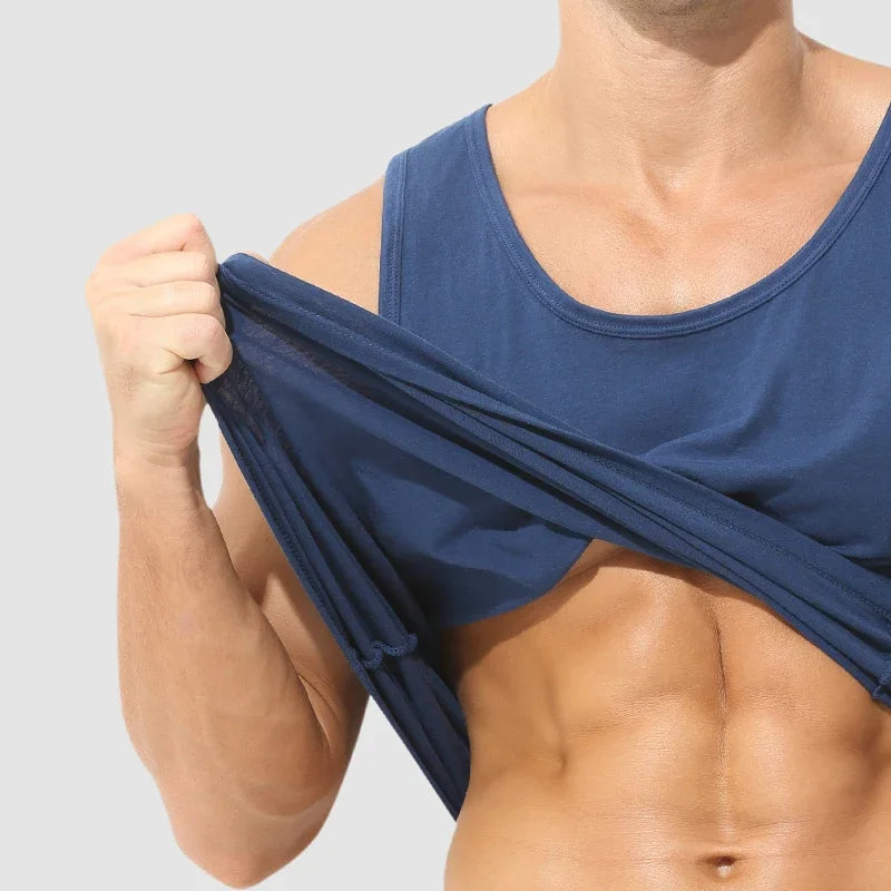Men's pure cotton vest breathable slim youth sports foundation hurdle I loose summer thin halter undershirt