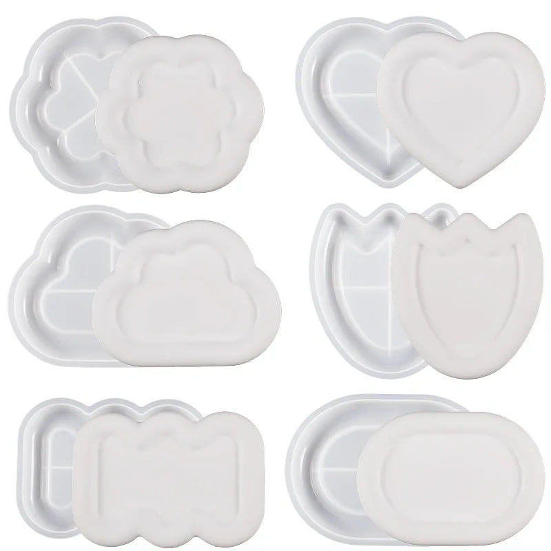 Storage Tray Silicone Mold DIY Jewelry Display Plate Resin Plaster Cement Mould Round Flower Cloud Heart Shape Dish Home Decor