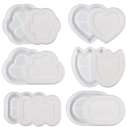 Storage Tray Silicone Mold DIY Jewelry Display Plate Resin Plaster Cement Mould Round Flower Cloud Heart Shape Dish Home Decor