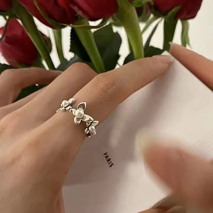 VENTFILLE 925 Sterling Silve Love Heart  Ring for Women Girl Gift Line Pearl Korean Sweet  Jewelry Birthday Gift Dropshipping