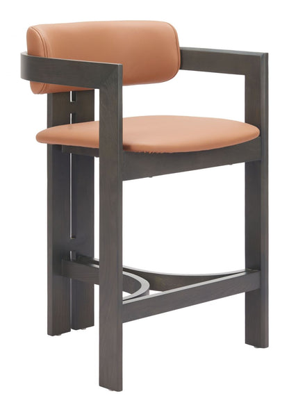 Shaili Brown Faux Leather Counter Stool