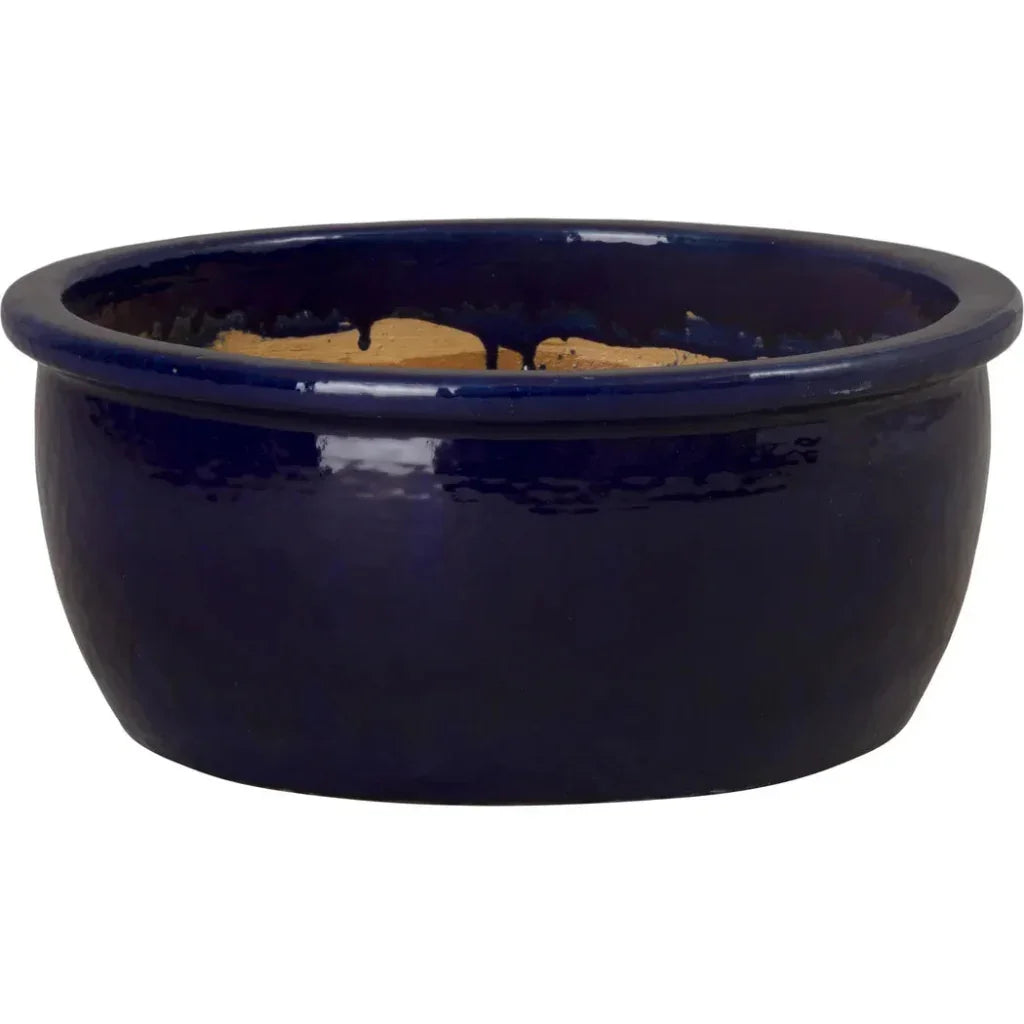 Shallow Round Ceramic Lip Planter