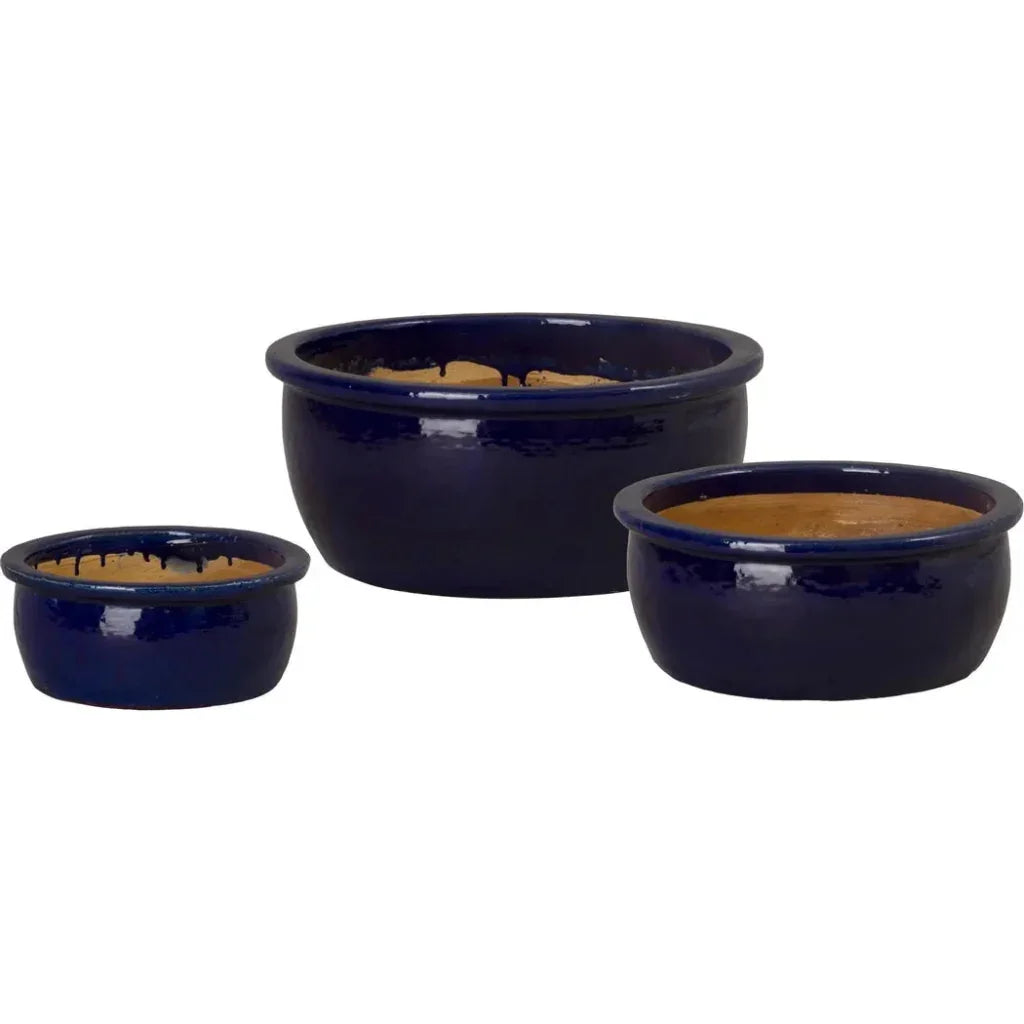 Shallow Round Ceramic Lip Planter