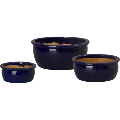 Shallow Round Ceramic Lip Planter