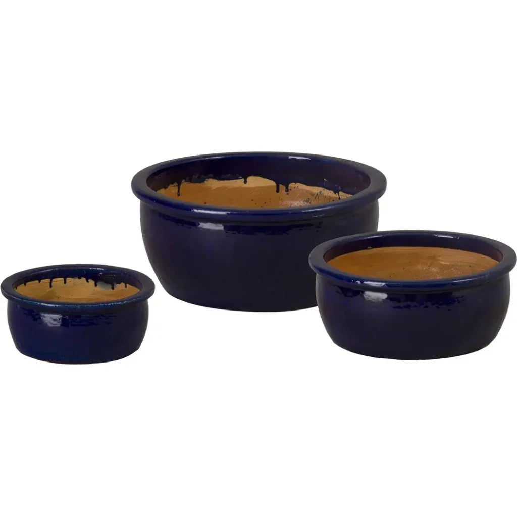 Shallow Round Ceramic Lip Planter