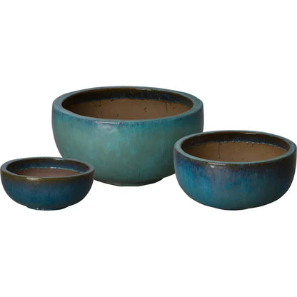 Shallow Round Ceramic Planter