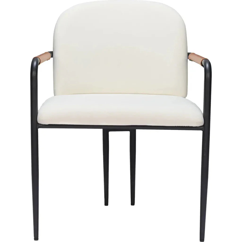 Sibu Black Steel Cream Dining Arm Chair 2PC