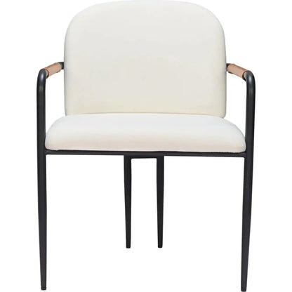 Sibu Black Steel Cream Dining Arm Chair 2PC