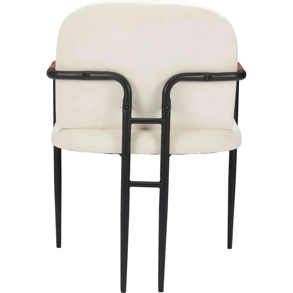 Sibu Black Steel Cream Dining Arm Chair 2PC
