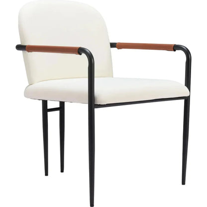 Sibu Black Steel Cream Dining Arm Chair 2PC