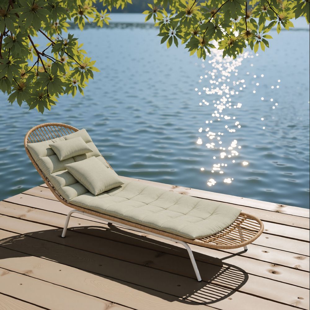 Skim Olefin Fabric Outdoor Chaise Lounge