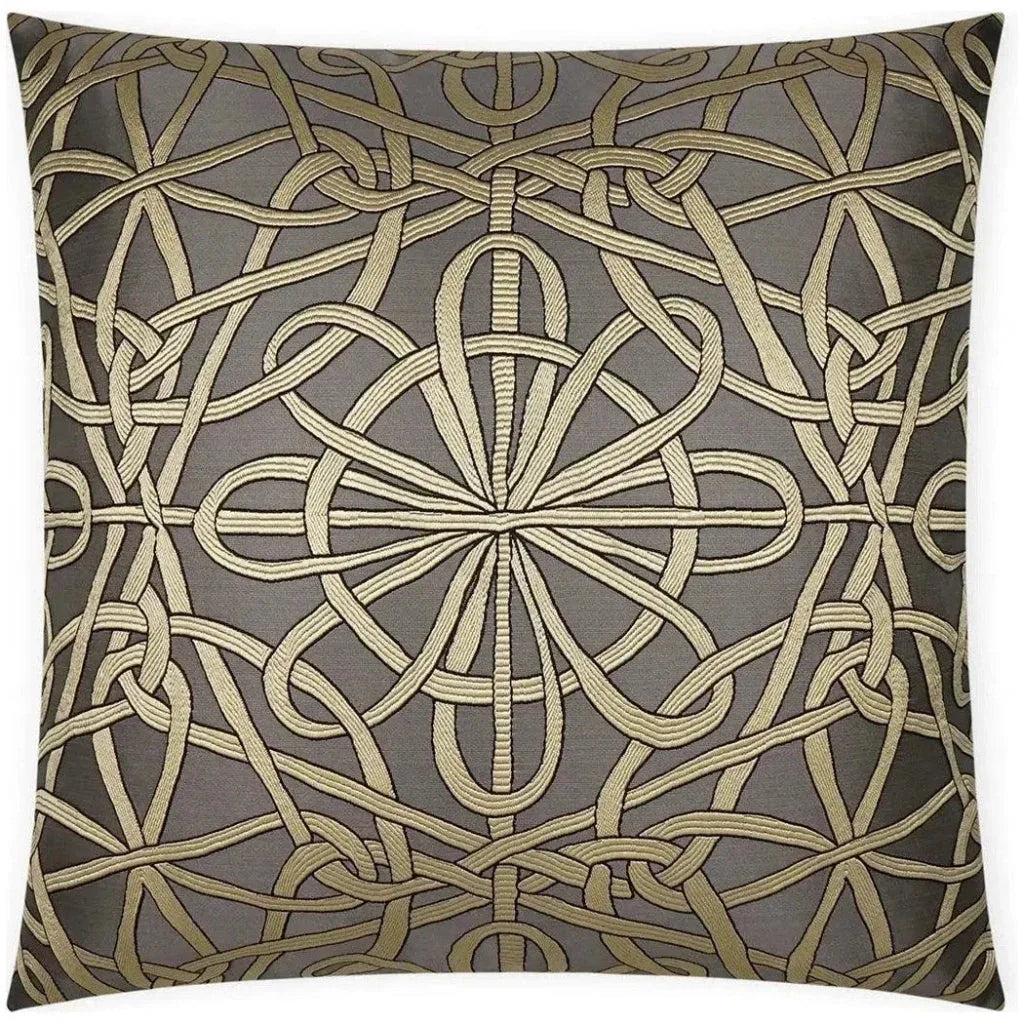 Slip Knot Charcoal Gold Taupe Large Throw Pillow Insert