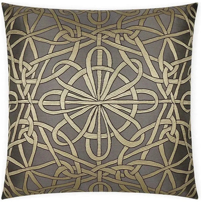 Slip Knot Charcoal Gold Taupe Large Throw Pillow Insert