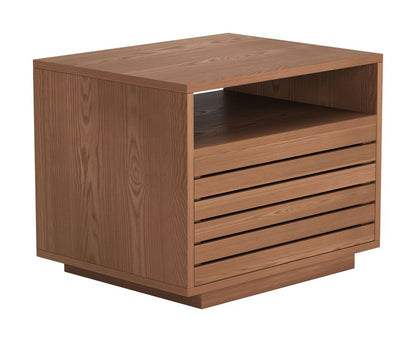 Slit Wooden Brown Nightstand