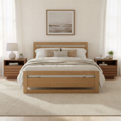 Slit Wooden Brown Nightstand