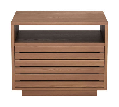 Slit Wooden Brown Nightstand