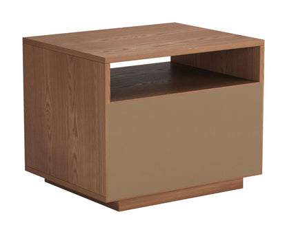 Slit Wooden Brown Nightstand