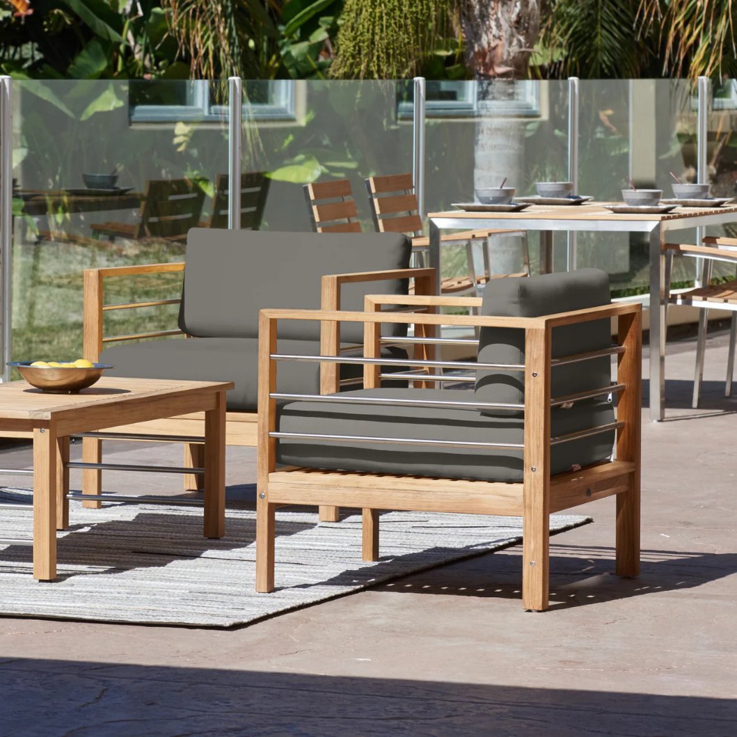 SoHo Teak Outdoor Club Chair with Sunbrella Cushion
