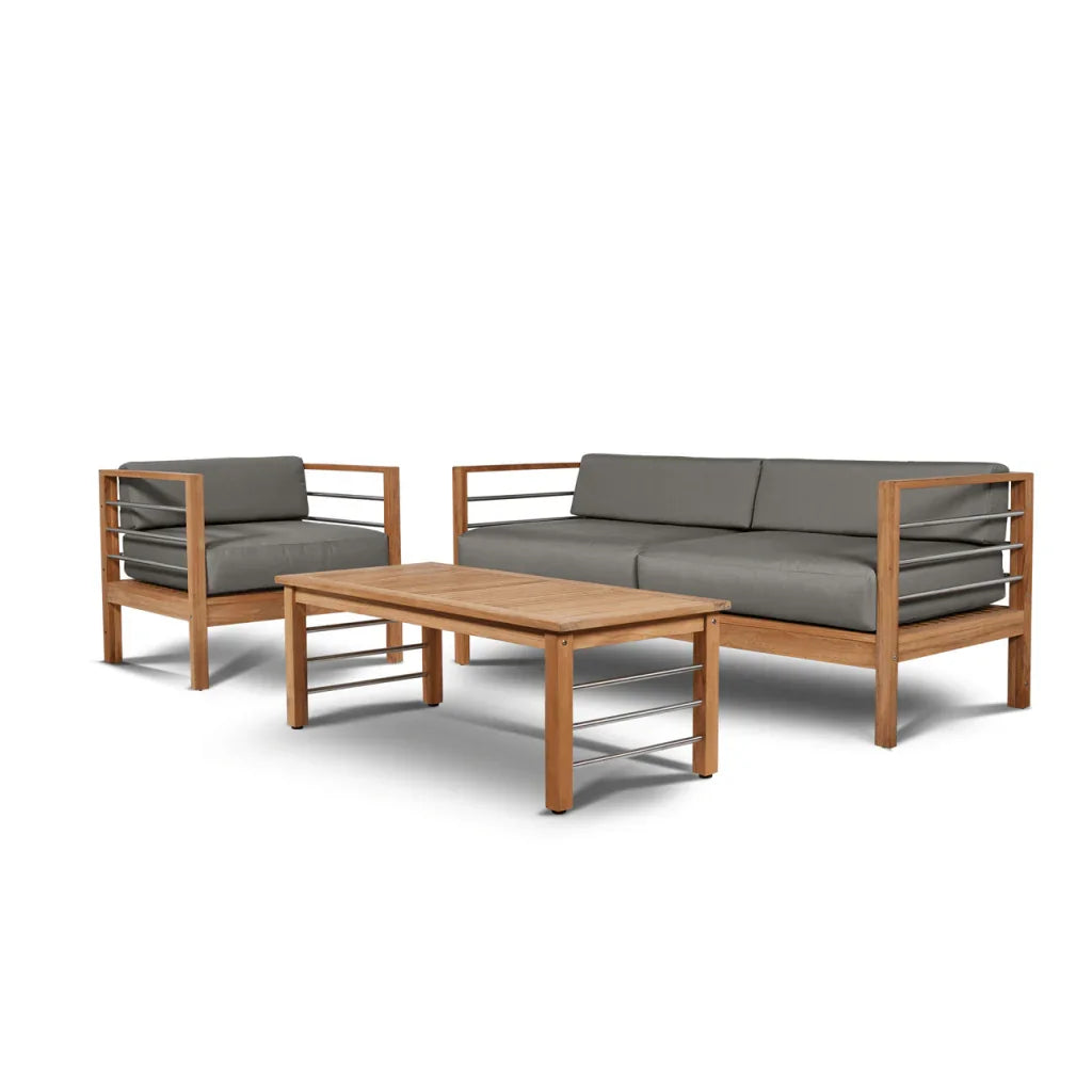 SoHo Teak Patio Deep Sofa Set with Sunbrella Cushion 4PC