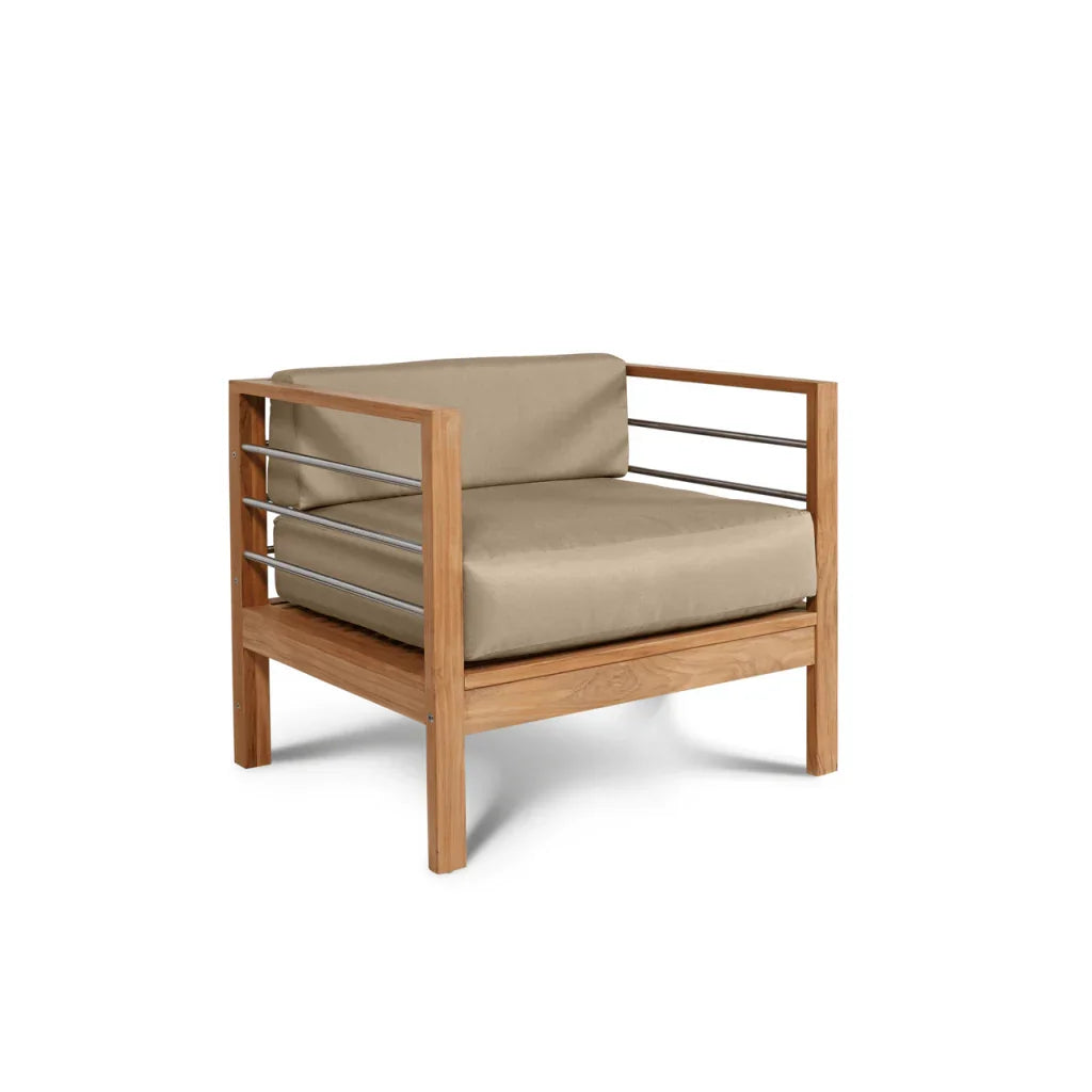 SoHo Teak Patio Deep Sofa Set with Sunbrella Cushion 4PC
