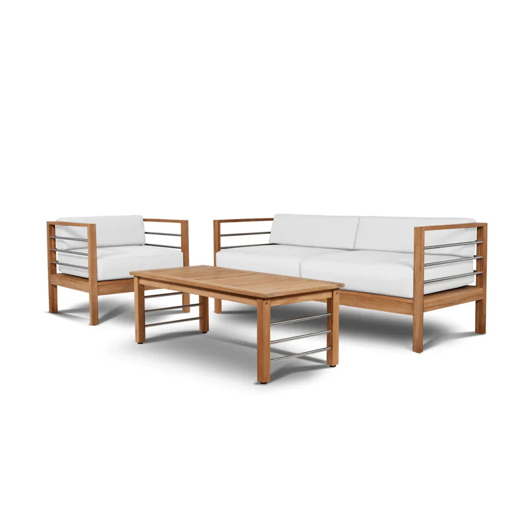 SoHo Teak Patio Deep Sofa Set with Sunbrella Cushion 4PC