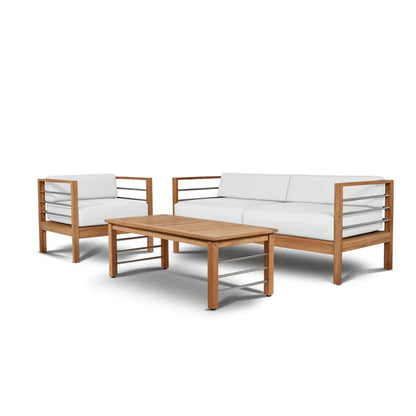 SoHo Teak Patio Deep Sofa Set with Sunbrella Cushion 4PC