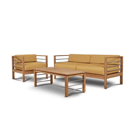 SoHo Teak Patio Deep Sofa Set with Sunbrella Cushion 4PC