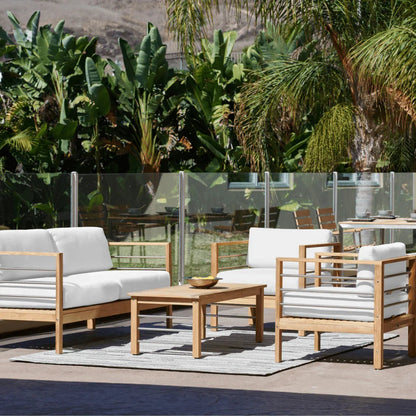 SoHo Teak Patio Deep Sofa Set with Sunbrella Cushion 4PC