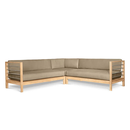 SoHo Teak Patio Sectional Sofa with Sunbrella Cushion