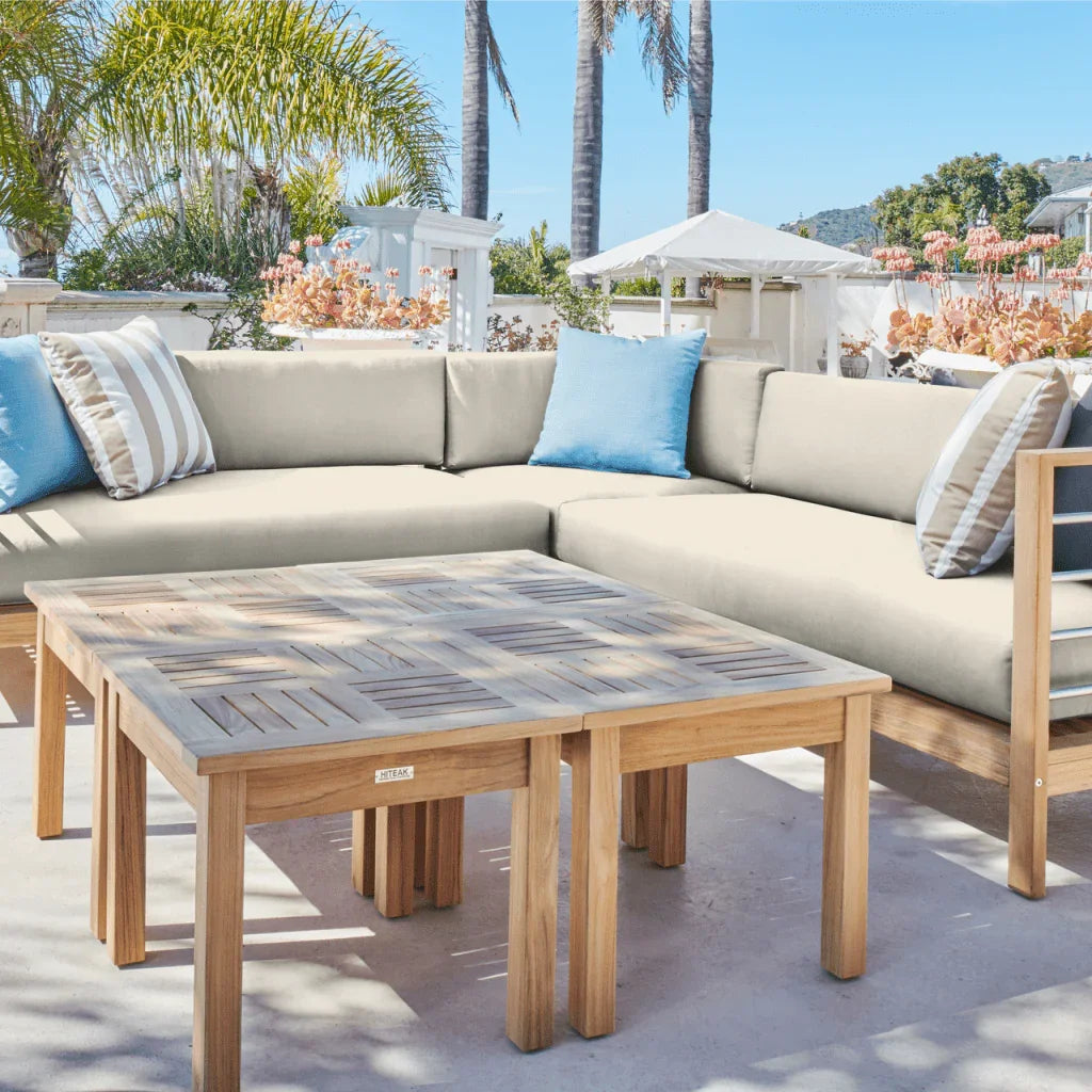 SoHo Teak Patio Sectional Sofa with Sunbrella Cushion