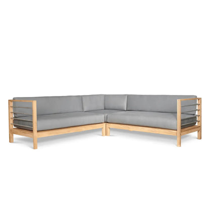 SoHo Teak Patio Sectional Sofa with Sunbrella Cushion