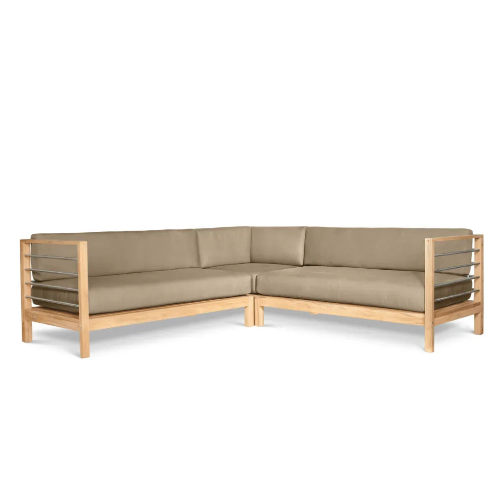 SoHo Teak Patio Sectional Sofa with Sunbrella Cushion