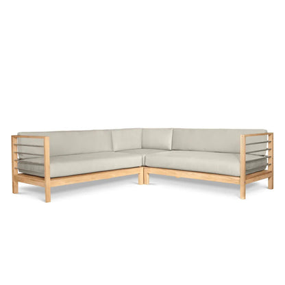 SoHo Teak Patio Sectional Sofa with Sunbrella Cushion