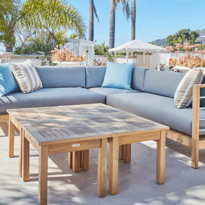 SoHo Teak Patio Sectional Sofa with Sunbrella Cushion