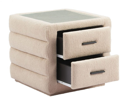 Soffice Two Drawers Shearling Fabric Nightstand