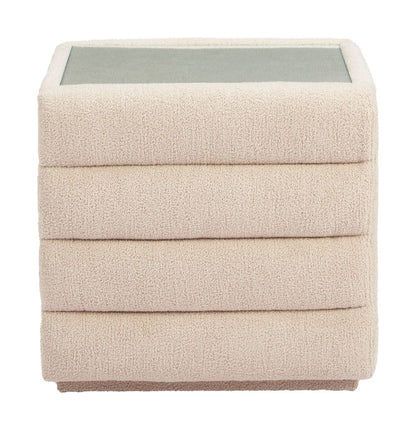 Soffice Two Drawers Shearling Fabric Nightstand
