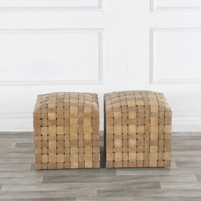 Soho Handcrafted Woven Leather Ottoman