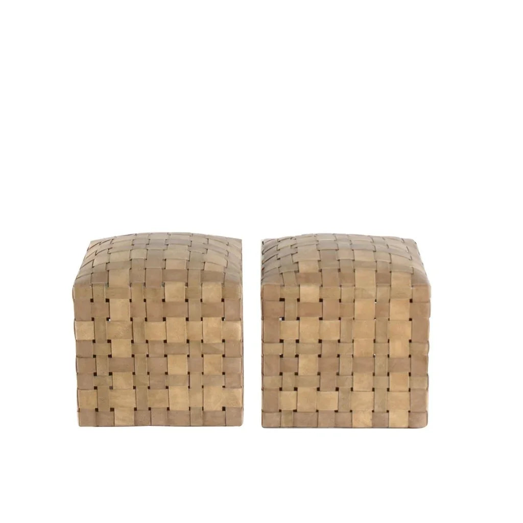 Soho Handcrafted Woven Leather Ottoman