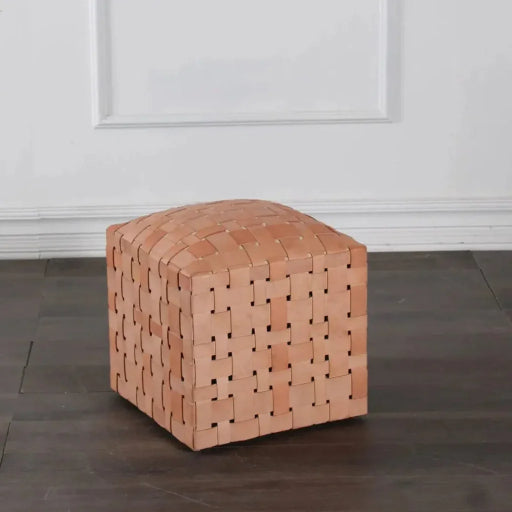 Soho Handcrafted Woven Leather Ottoman